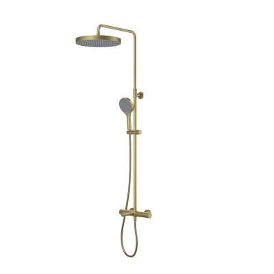 Душевая система с тропическим душем, изливом и термостатом, матовое золото, Duna, IDDIS, DUNMGSTi06