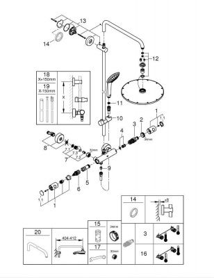 Душевая система с термостатом для настенного монтажа, GROHE Euphoria System 310, тёмный графит матовый (26075AL0)