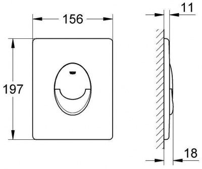 Накладная панель смыва для унитаза GROHE Skate Air, вертикальная, черный матовый (38505KF0)