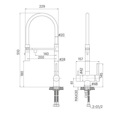 Смеситель для кухни с фильтром и гибким изливом, матовое золото, Ace, IDDIS, ACEMGFFi05