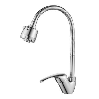 Смеситель одноручный (35мм) для кухни с гибким изливом, хром, А35-26