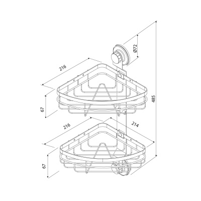 Двухъярусная угловая полка, проволока стальная, черный матовый, Easy, Milardo, EASCWS2M44