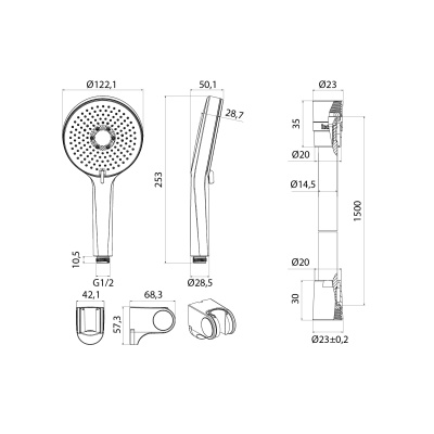 Душевой комплект, хром глянцевый, Optima Home, IDDIS, OPH3FC0i16