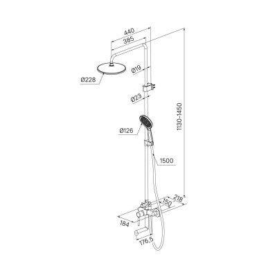 Душевая система с тропическим душем и изливом, золотой матовый, Aiger, IDDIS, AIGMG3Fi06