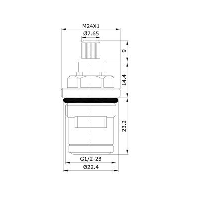 Кран-букса керамическая, 180°, 20 зубцов, G 1/2", M24, h=46 мм, IDDIS, 998CR461SM