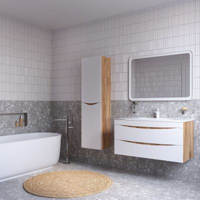 Пенал подвесной, 40 см, белый/золотистый дуб, Cloud, IDDIS, CLO40Y0i97