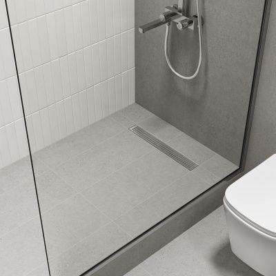 Лоток душевой, горизонтальный выпуск, комбинированный затвор, перфорированная решетка, 500мм, хром, IDDIS, 975A5SB10DZ