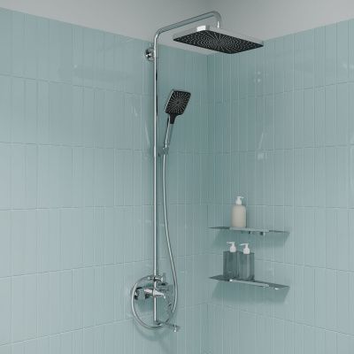 Душевая система с тропическим душем и изливом, глянцевый хром, Parker, IDDIS, PARSB3Fi06