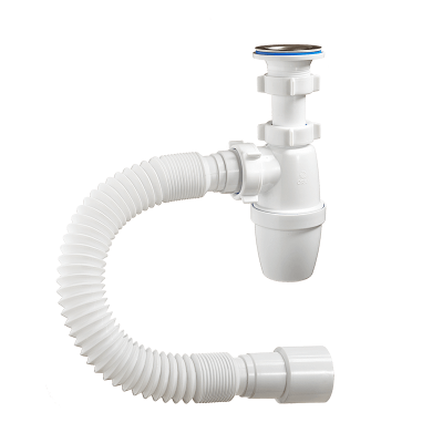 Сифон для умывальника "ОРИО" бутылочный 1 1/4x40, малый корпус, с гибкой трубой 40-40/50, А-3202 