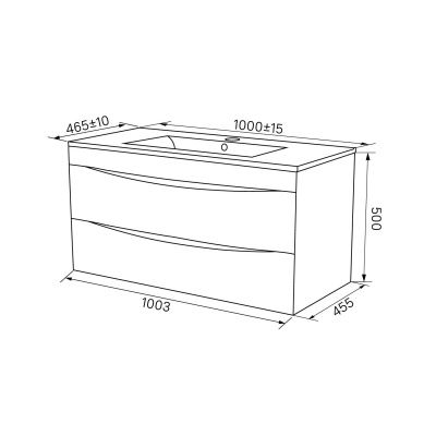 Тумба с умывальником, подвесная, 100 см, белая/золотистый дуб, Cloud, IDDIS, CLO10Y0i95K