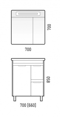 Тумба ОСТИН 70 Z2" пайн/белый, CETUS