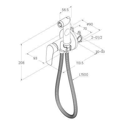 Встраиваемый смеситель с гигиеническим душем, глянцевый хром, Rora, Milardo, RORSBR0M08