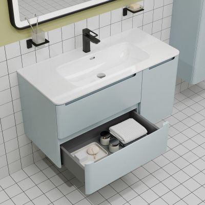 Тумба с умывальником, подвесная, 100 см,голубой, Edifice, IDDIS, EDI10B0i95K 