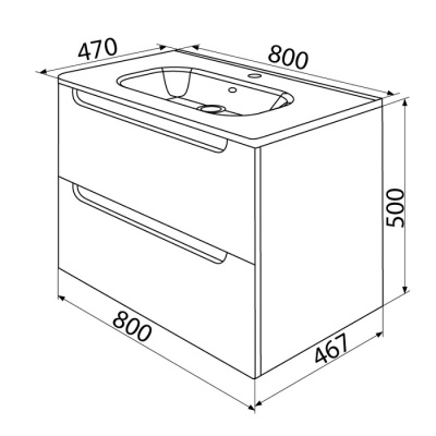 Тумба с умывальником, подвесная, 80 см, белая, Edifice, IDDIS, EDI80W0i95K