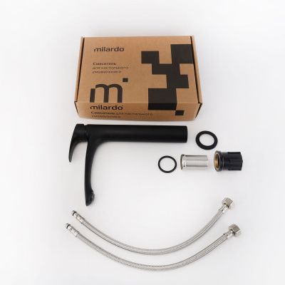 Смеситель для настольного умывальника, черный матовый, Rora, Milardo, RORBL01M01