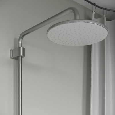 Душевая система с тропическим душем и изливом, хром матовый, Aiger, IDDIS, AIGBC3Fi06