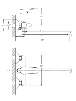 Смеситель для ванны с длинным изливом , Alba, CETUS, CSA2428128C-30F