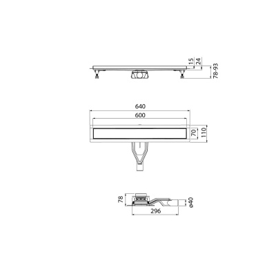 Лоток душевой, сифон 360, комбинированный затвор, двухсторонняя решетка, 600мм, хром, IDDIS, 975B6SB00DZ