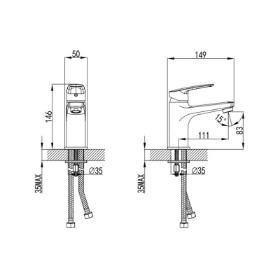 Смеситель для умывальника, Niagara, Milardo, NIASB00M01
