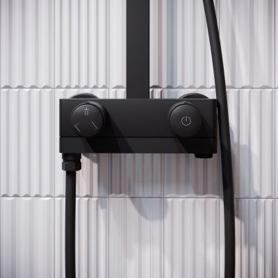 Смеситель с верхним душем с управлением Push Control, черный матовый, Slide, IDDIS, SLIBLBTi06