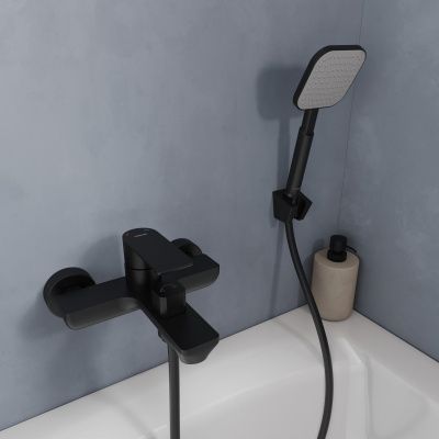 Смеситель для ванны, чёрный матовый, Maze, Milardo, MAZBL00M02