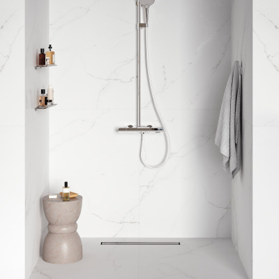 Лоток душевой, сифон 360, комбинированный затвор, двухсторонняя решетка, 600мм, хром, IDDIS, 975B6SB00DZ