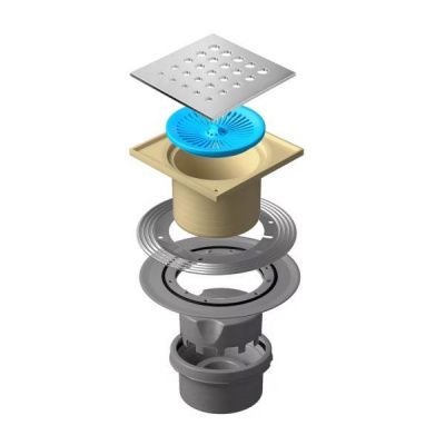 Душевой трап точечный PESTAN Confluo Standard Drops 4  с S-образным сифоном, 150*150мм, 13000012