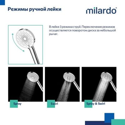 Душевой гарнитур с тропической лейкой, черный матовый, Ideal Spa, MILARDO,ILSBL3FM76