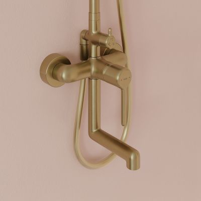 Душевая система с тропическим душем и изливом, золотой матовый, Aiger, IDDIS, AIGMG3Fi06