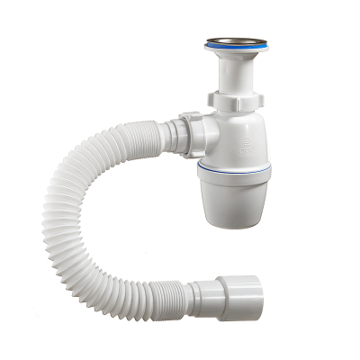 Сифон бутылочный для мойки "ОРИО" 1 1/2"х40 мм с литым выпуском и гибкой трубой 40-40/50, А-40029