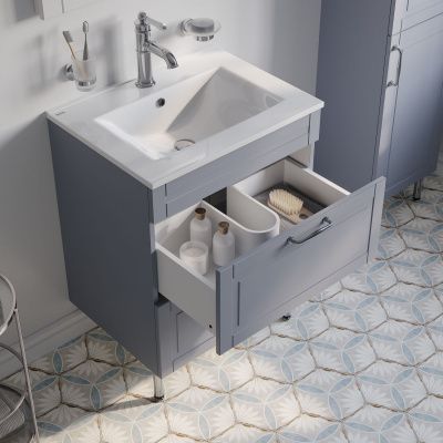 Тумба с умывальником, напольная, 60 см, светло-серый, Oxford, IDDIS, OXF60L0i95K