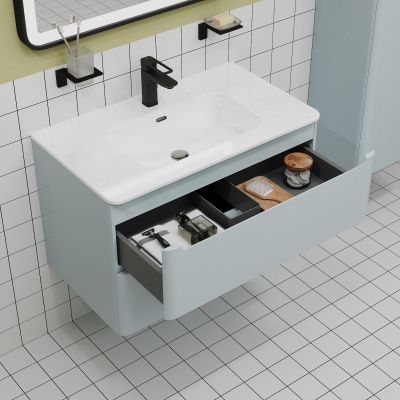 Тумба с умывальником, подвесная, 80 см, голубой, Edifice, IDDIS, EDI80B0i95K