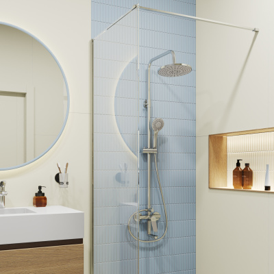 Душевая система с тропическим душем, хром глянцевый, Enjoy, Milardo, ENJSB3FM06