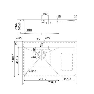 Мойка врезная, нерж. сталь, сатин, чаша слева, 780*510, Haze, IDDIS, HAZ78SLi77