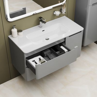 Тумба с умывальником, подвесная, 100 см, светло-серый, Edifice, IDDIS, EDI10L0i95K 