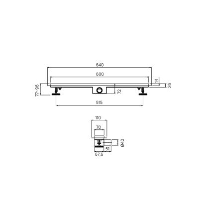 Лоток душевой, горизонтальный выпуск, комбинированный затвор, перфорированная решетка, 600мм, хром, IDDIS, 975A6SB10DZ
