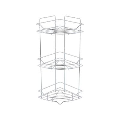 Полка трёхъярусная угловая, проволока стальная, хром, Grid, Milardo, GRICC3CM44