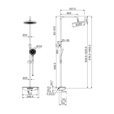 Смеситель для ванны с верхним душем, SpaHome, IDDIS, SPASBBTi06