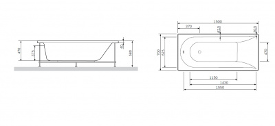 Ванна акриловая VENTO Italy ISIDA 150*70