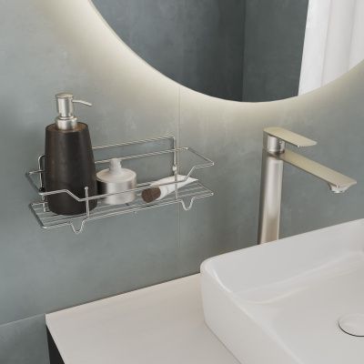 Полка одноярусная прямая, проволока стальная, хром, Grid, Milardo, GRICS1CM44