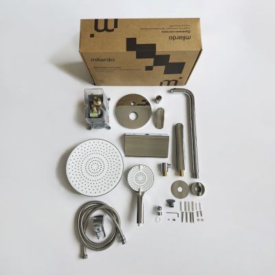 Душевая система скрытого монтажа с тропическим душем, ручным душем и изливом, глянцевый хром, Rora, Milardo, RORSB03M68