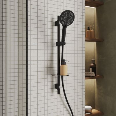 Душевой гарнитур со штангой, черный матовый, Ideal Spa, Milardo, ILS3B70M16