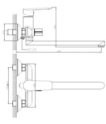 Смеситель для ванны с длинным изливом , Stella, CETUS, CSS2498198C-30F