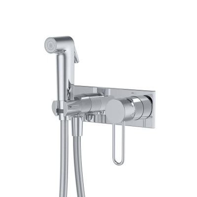 Встраиваемый смеситель с гигиеническим душем с защитным клапаном, глянцевый хром, Duna, IDDIS, DUNSBV0i08