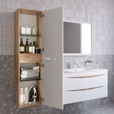 Пенал подвесной, 40 см, белый/золотистый дуб, Cloud, IDDIS, CLO40Y0i97