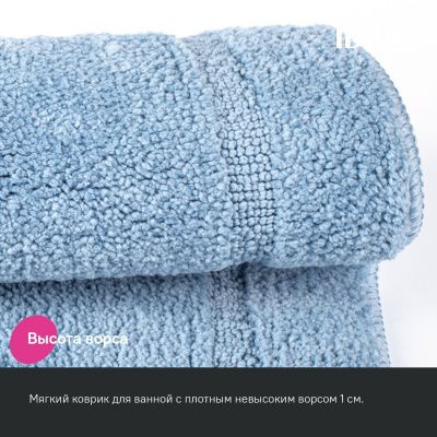 Коврик для ванной комнаты, 65х45, микрофибра, голубой, IDDIS, PSQS04Mi12