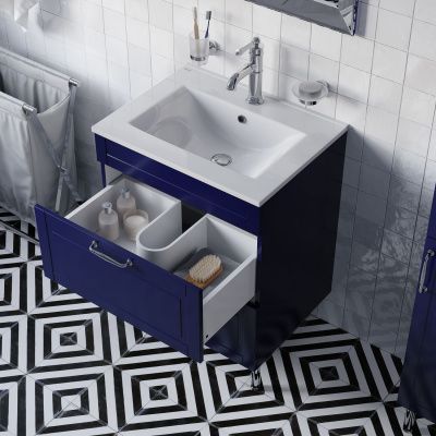 Тумба с умывальником, напольная, 60 см, синий, Oxford, IDDIS, OXF60N0i95K