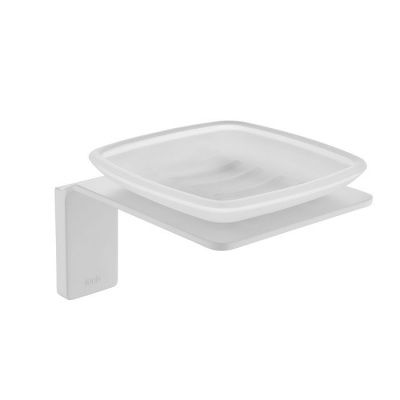 Мыльница, матовое стекло, сплав металлов, Slide, белый матовый, IDDIS.