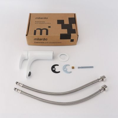 Смеситель для умывальника, белый матовый, Rora, Milardo, RORWT00M01