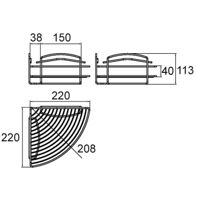 Полка угловая, проволока стальная, 06, Milardo, 206WC00M44